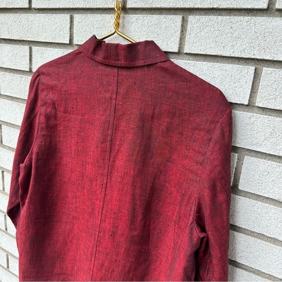 Bloomingdale’s 100% Linen Brick Red Blazer Shirt Jacket Minimalist Layer 6 - Picture 8 of 8